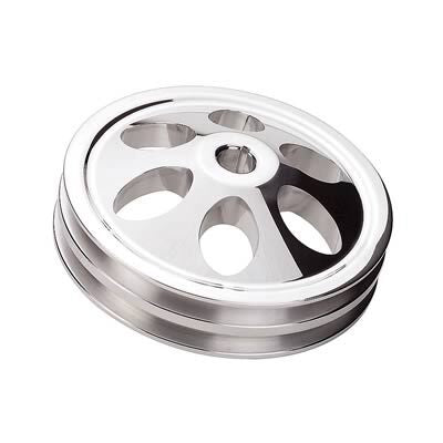 Proflow Pulley, V-Belt Power Steering Early GM 2-Groove, Polished Aluminium