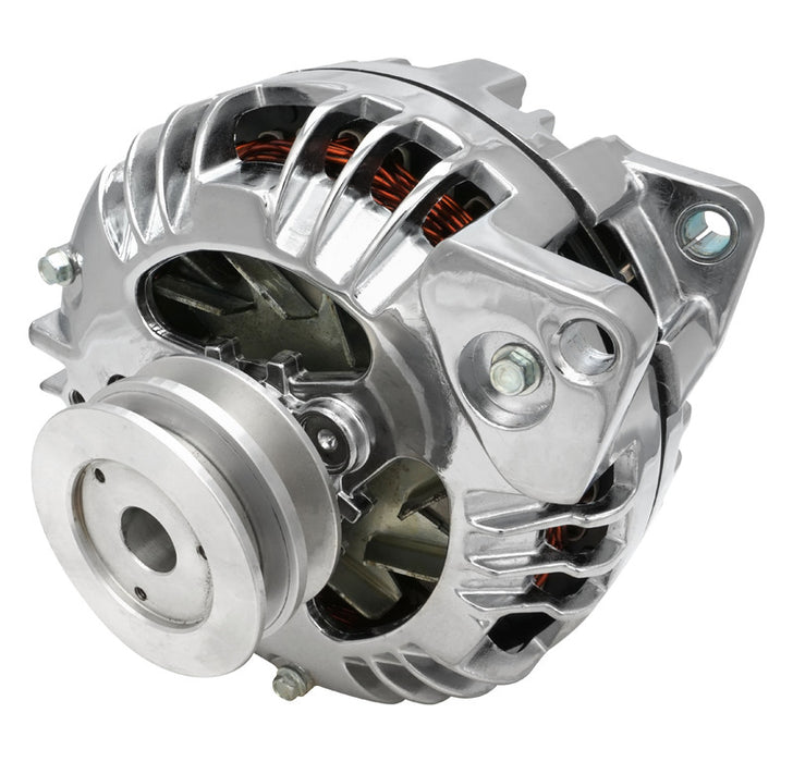 Proflow Alternator, Power Spark External Regulator, 100 Amp, Chrome Plated, For Chrysler, For Dodge, For Plymouth, Aluminium 2-groove pulley, Each