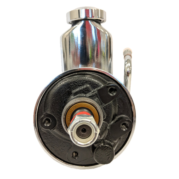 Proflow Power Steering Pump, Saginaw P Series, Reservoir, Keyway V Pulley Style, Chrome