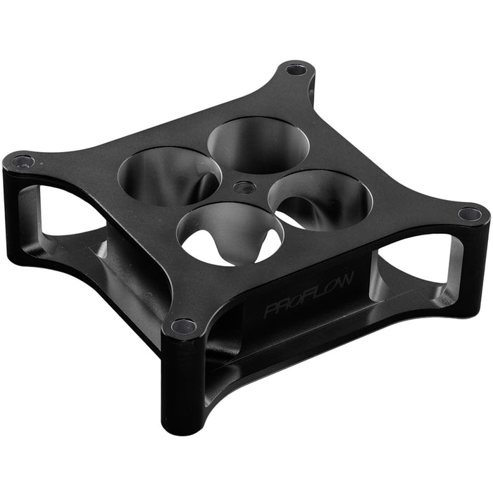 Proflow Carburettor Spacer, Aluminium Black Anodised, 2 in. Thick, Tapered Combo, 4150 Square Bore