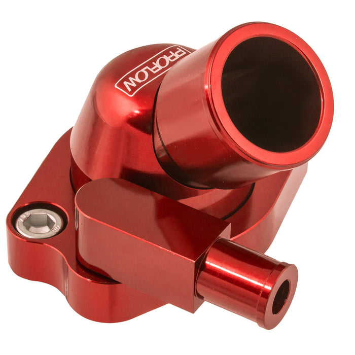 Proflow Water Neck, Billet Aluminium Swivel, Red Anodised, 45 Degree, For Holden V8 253.308