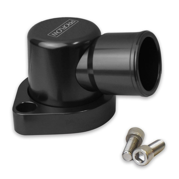 Proflow Water Neck, Billet Aluminium Swivel, Black Anodised, 90 Degree, SB For Ford 302-351C