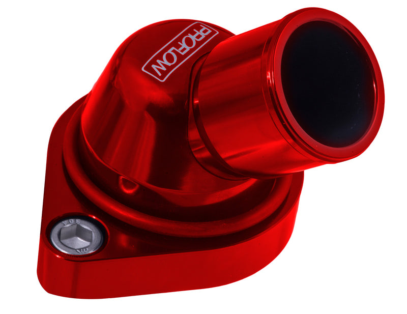 Proflow Water Neck, Billet Aluminium, Swivel Red Anodised, 45 Degree, SB & BB Chev