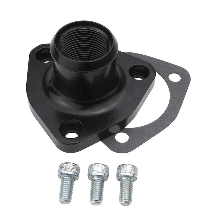 Proflow Water Neck, Billet Aluminium Thermostat Housing, For Nissan & Holden RB30, RB25, Black