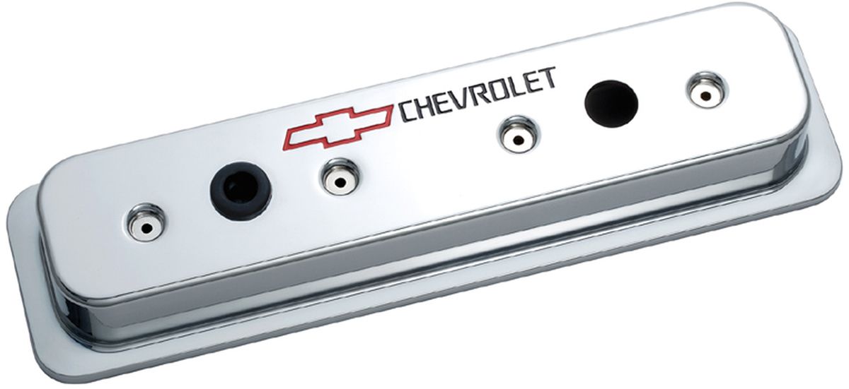 Die Cast Valve Covers with Chevrolet Logo (Centre Hold-Down) Chrome PR141-132