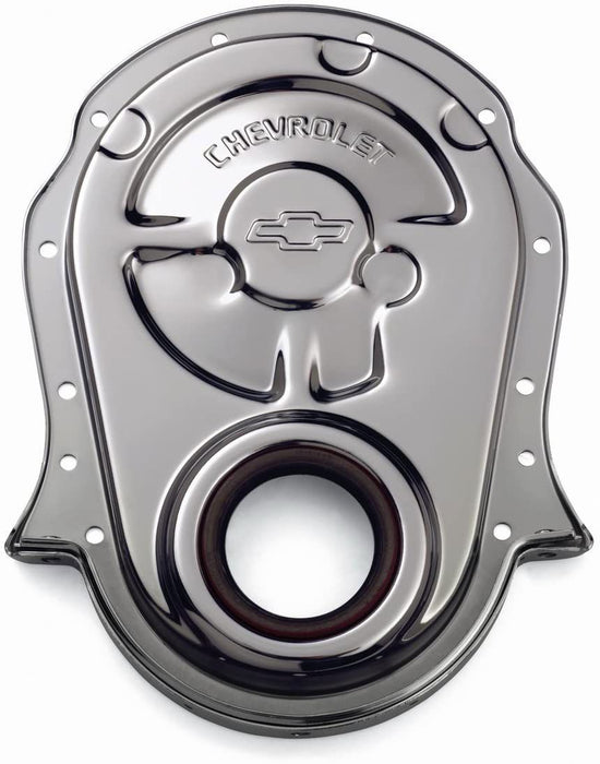 Stamped Steel Timing Cover Chrome with Bowtie Logo PR141-216