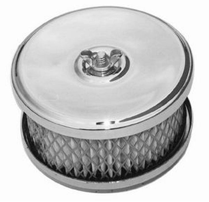 Chrome Steel Dish Style Air Cleaner Set with Paper Element & Raised Base RPCR217