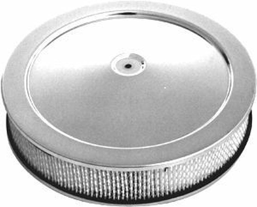 14" x 3" Chrome Steel Muscle Car Style Air Cleaner with Dominator Base & Paper E