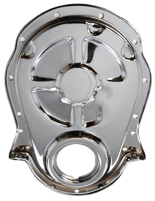 Steel Timing Chain Cover, Chrome Finish, Will NOT Clear Double Roller Timing Cha