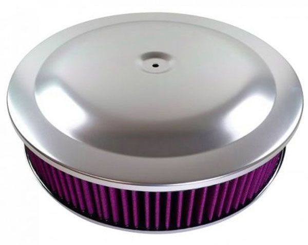 14" x 3" Air Cleaner, Anodised Aluminium Finish with Flat Base & Washable Elemen