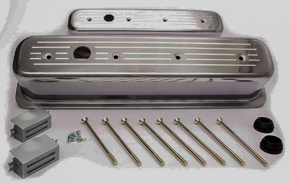 Ball-Milled Aluminium Center Bolt Valve Covers Tall Profile (Polished) RPCR6047