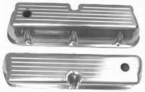 Aluminium "Tall" Valve Covers (Baffled) with Breather Hole, Polished Ball Milled