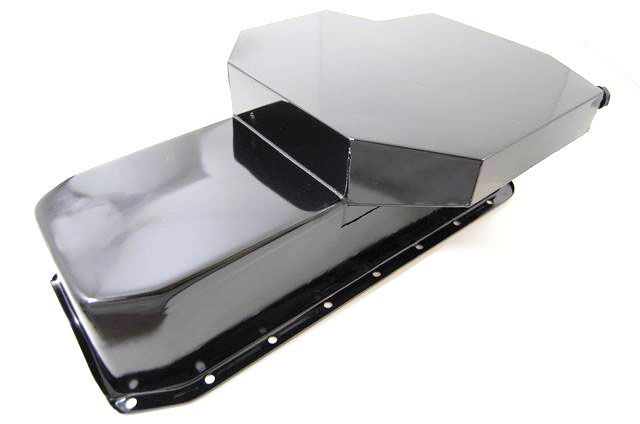 Black Steel Champion Style Oil Pan, 7" Deep, 6 Trap Doors, 2 Runners & 3 Crank S