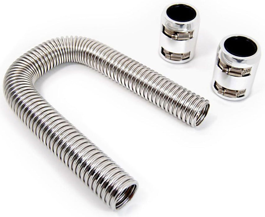 Stainless Steel Radiator Hose Kit, 12" Hose Length with Polished End Caps RPCR73