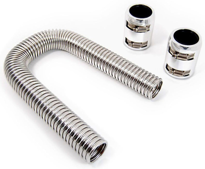 Stainless Steel Radiator Hose Kit, 12" Hose Length with Chrome End Caps RPCR7302