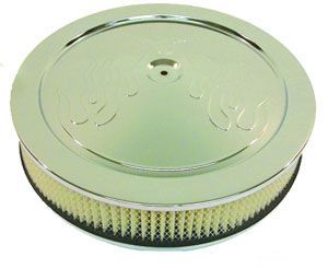 14" x 3" Flame Muscle Car Style Round Air Cleaner, Dominator Base with Paper Ele