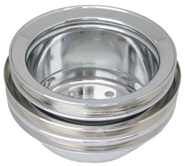 Chrome Steel Crankshaft Lower Pulley, Tripple Groove 6-3/4" Dia, 3-1/2" Deep RPC