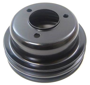 Black Steel Crankshaft Lower Pulley, Double Groove Groove 6-5/8" Dia, 2-3/4" Dee