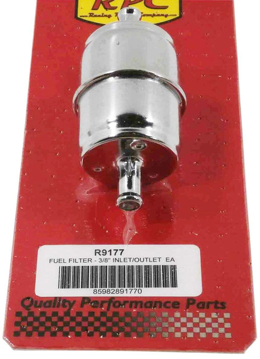 Chrome Steel Fuel Filter with Paper Element, 3/8" Inlet/Outlet RPCR9177