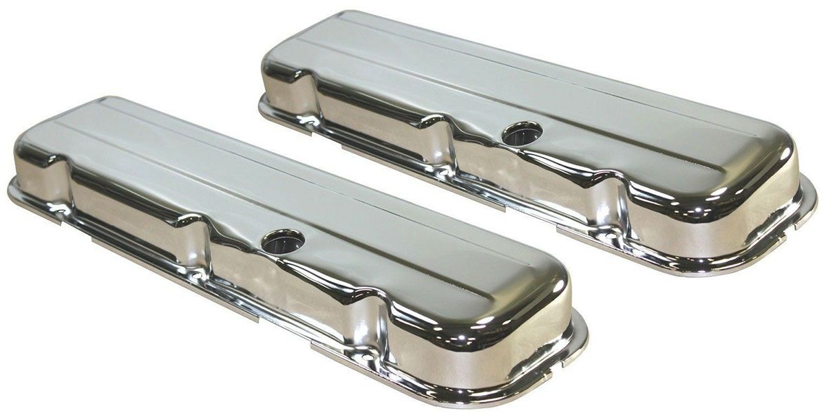 Chrome Steel Valve Covers, Short 2-5/8", Baffled RPCR9236