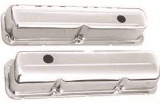 Tall (3-7/8") Chrome Steel Valve Covers, Baffled RPCR9296