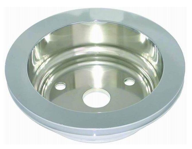 Polished Aluminium Crankshaft Pulley, Single Groove, 6.60" Dia, 2.30" Bolt Circl