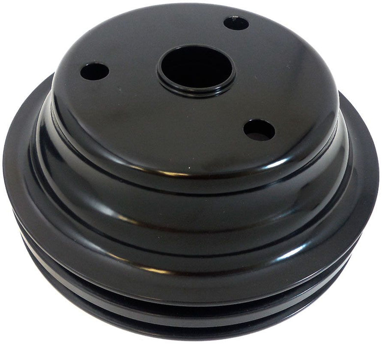 Black Aluminium Crankshaft Pulley, Double Groove, 6.60" Dia, 2.30" Bolt Circle R