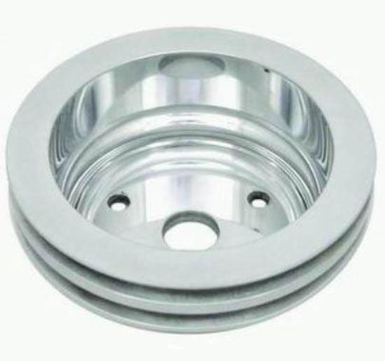 Polished Aluminium Crankshaft Pulley, Double Groove, 6.60" Dia, 2.30" Bolt Circl