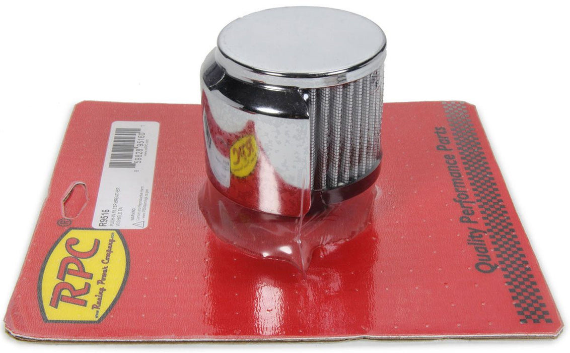 Chrome Steel Push-in Open Filter Breather with Shield, 3" Tall RPCR9516