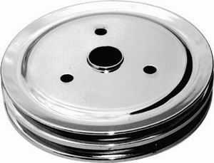 Chrome Steel Crankshaft Lower Pulley, Double Groove 7.30" Dia, 1.75" Bolt Circle