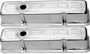 Chrome Steel Tall (3-5/8") Baffled Valve Covers with "350" Logo RPCR9841