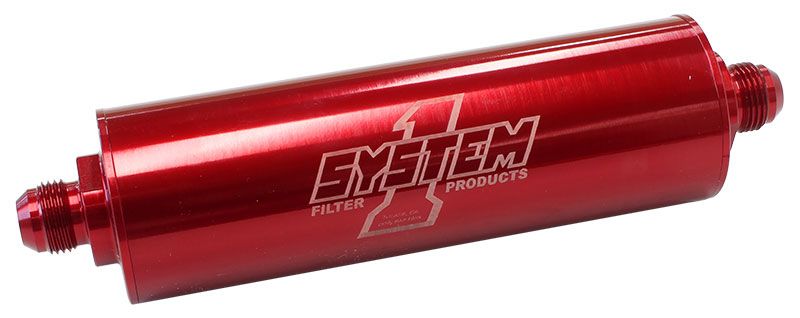 Long Billet In-Line Fuel Filter Red Anodized SY202-202408