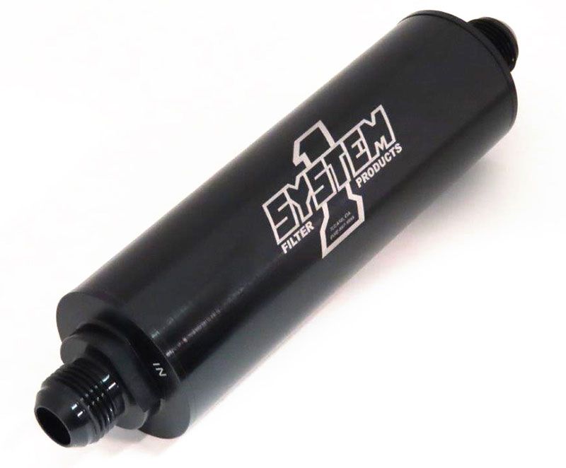 Long Inline Billet Fuel Filter -10 End, 9" Long, 2", Black Dia., SY202-202410-B