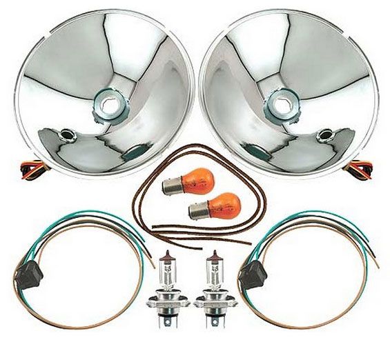 Vintique Inc 12V Halogen Headlight Reflector Kit With Turn Signal VI4813027QK12T