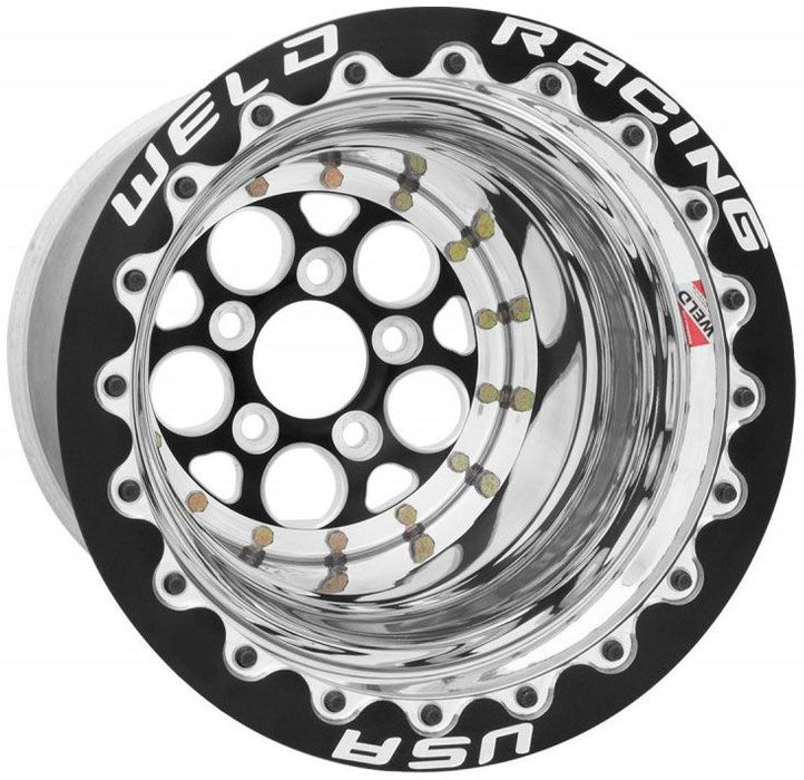 Magnum Drag 15 x 10" Polished Wheel with Black Center, Double Beadlock for M/T