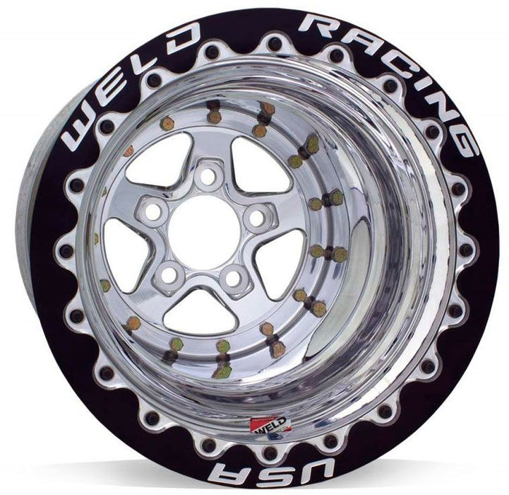 Aluma Star 15 x 10" Polished Wheel with Black Double Beadlock for M/T