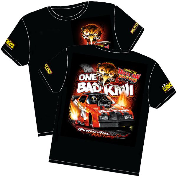 One Bad Kiwi' Pontiac Trans-Am Outlaw Nitro Funny Car T-Shirt RTOBK-MED